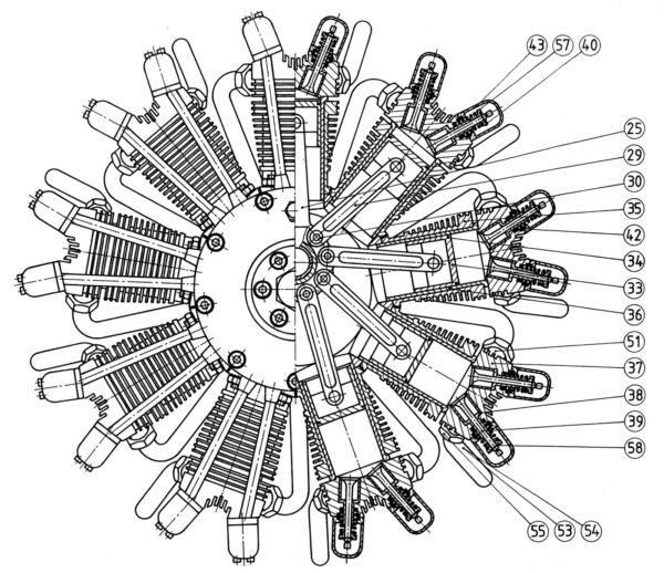 construction plan of the 9 Cylinder Radial Engine