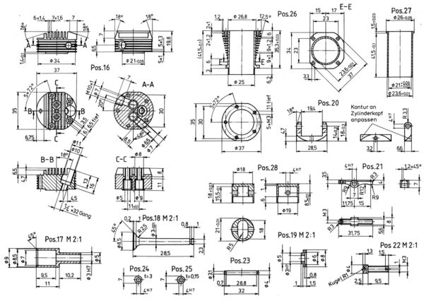 Bauplan für den 12 Zylinder V-Motor