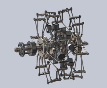 3D-Darstellung des 14 Zylinder Doppelsternmotors