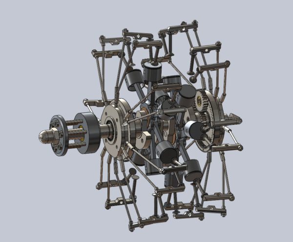 3D view of the 14 Cylinder Double Row Engine