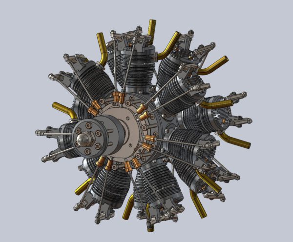 3D-Darstellung des 14 Zylinder Doppelsternmotors