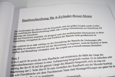 4 Zylinder Boxermotor: Auszug aus den Bauplänen