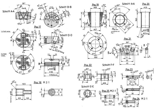 Auszug aus dem Bauplan für den 14 Zylinder Doppelsternmotor